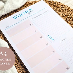 Weekly planner notepad in pastel | DIN A4 | 50 sheets | Monthly planner | Organizer | Daily planner | Notepad | To-do list | Gift