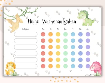 Wochenplan Aufgabenplan für Kinder in A4 | Aufgabenliste als PDF | Lernhilfe | Wochenplaner Kind | Tagesplaner | druckbare Aufgabenliste