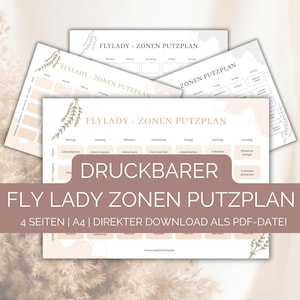 Planificador de zonas FlyLady: instrucciones y plantillas para una organización eficaz | Descargar, 4 páginas, 2 variantes de color | A4 | personalizable
