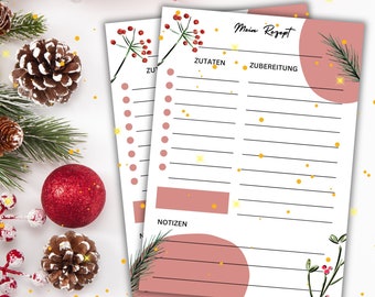 Rezeptvorlage Weihnachten DIN A4 Selberschreiben - Meine liebsten Rezepte |Kochbuch | Geschenkidee | Rezeptkarte | Rezeptblatt | Omas Rezept