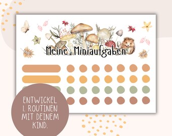 Takenplanner met egelthema voor kinderen in A5-formaat | Takenlijst als PDF | Leermiddel | Weekplanner voor kinderen | Dagplanner | Printbare takenlijst