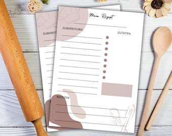 Recipe template in DIN A4 for writing yourself - My favorite recipes | DIY cookbook | Gift idea | Recipe card | Recipe sheet | Grandma's recipe