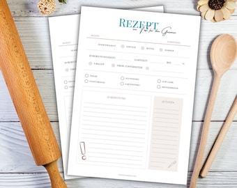 Recipe template in DIN A4 for writing yourself - My favorite recipes | DIY cookbook | Gift idea | Recipe card | Recipe sheet | Grandma's recipe