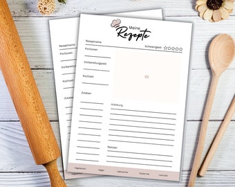 Recipe template in DIN A4 to write yourself - My favorite recipes | DIY Cookbook | Gift idea | Recipe card | Recipe sheet | Grandma's recipe