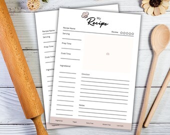 Recipe template in DIN A4 to write yourself - My favorite recipes | DIY Cookbook | Gift idea | Recipe card | Recipe sheet | Grandma's recipe