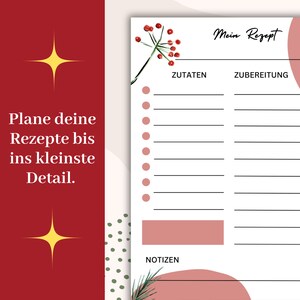 Christmas Recipe Template DIN A4 Write Yourself My Favorite Recipes Cookbook Gift idea Recipe card Recipe sheet Grandma's recipe image 4