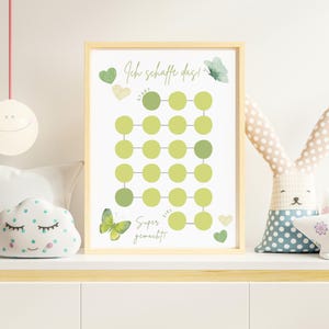 Quadro de recompensas para crianças em A4 | Sistema de recompensa | Plano de recompensa | Cartão de recompensa para meninas | Baixar PDF | Borboleta | verde