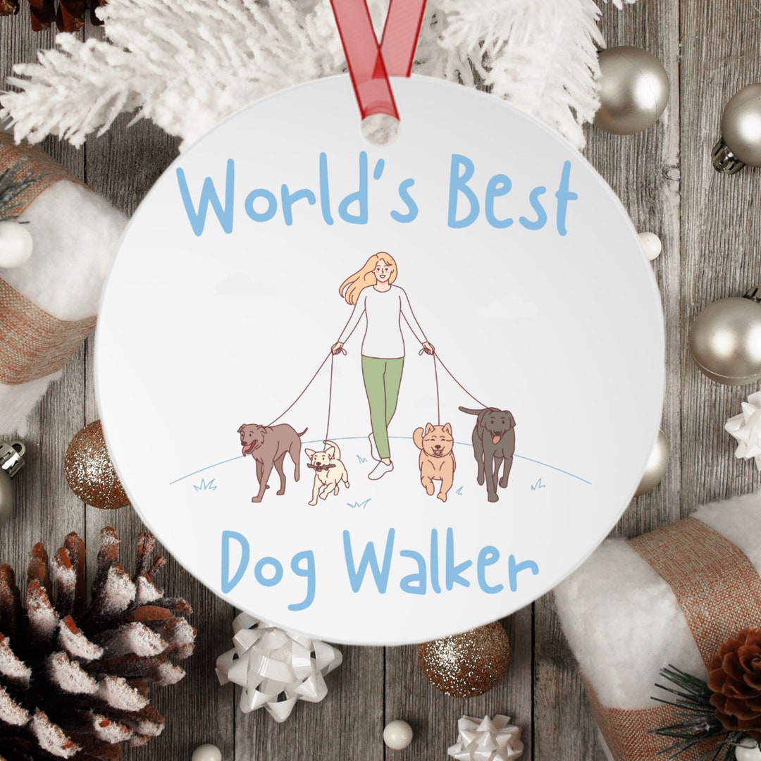 Custom Christmas World's Best Dog Walker Ornament, Personalized