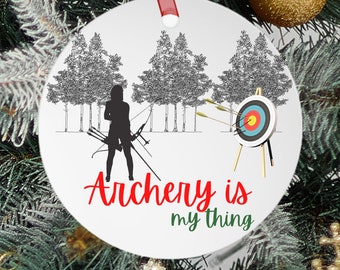 Décoration de Noël, cadeau de tir à l'arc, cadeau de chasseur, gif de remerciement, ornement d'arbre de Noël ornement d'archer ornement de chasse cadeau de sport personnalisé