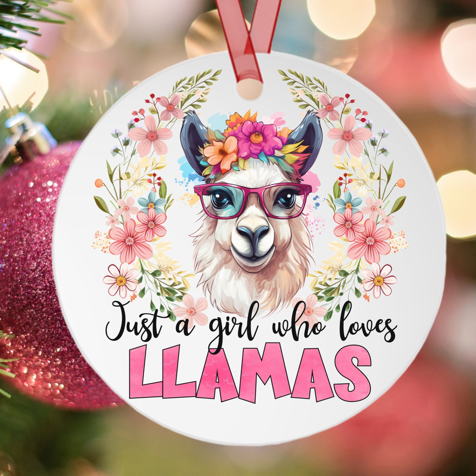 Personalized Llama Christmas Ornament, Llama Lover Gift, Llama Gift