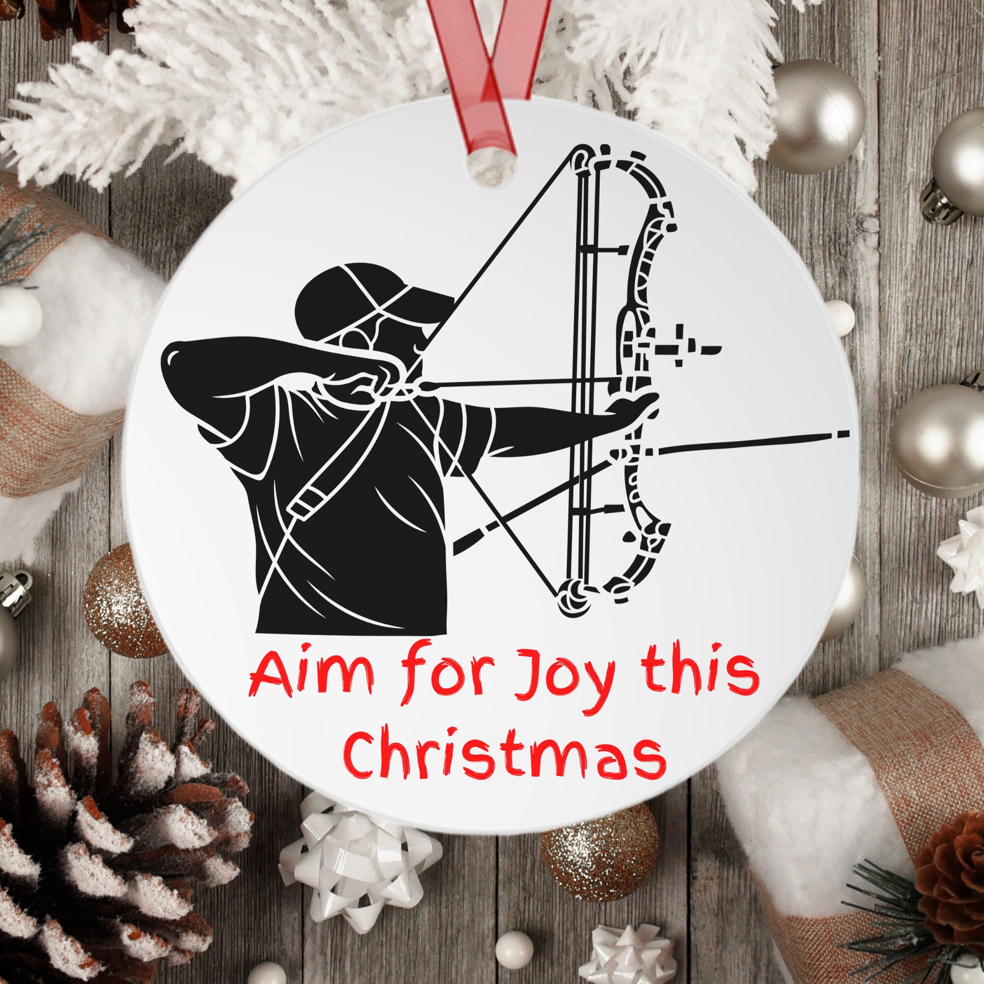 Custom Christmas Archery Ornament, Funny Christmas Archer Ornament, Personalized Archery Gifts