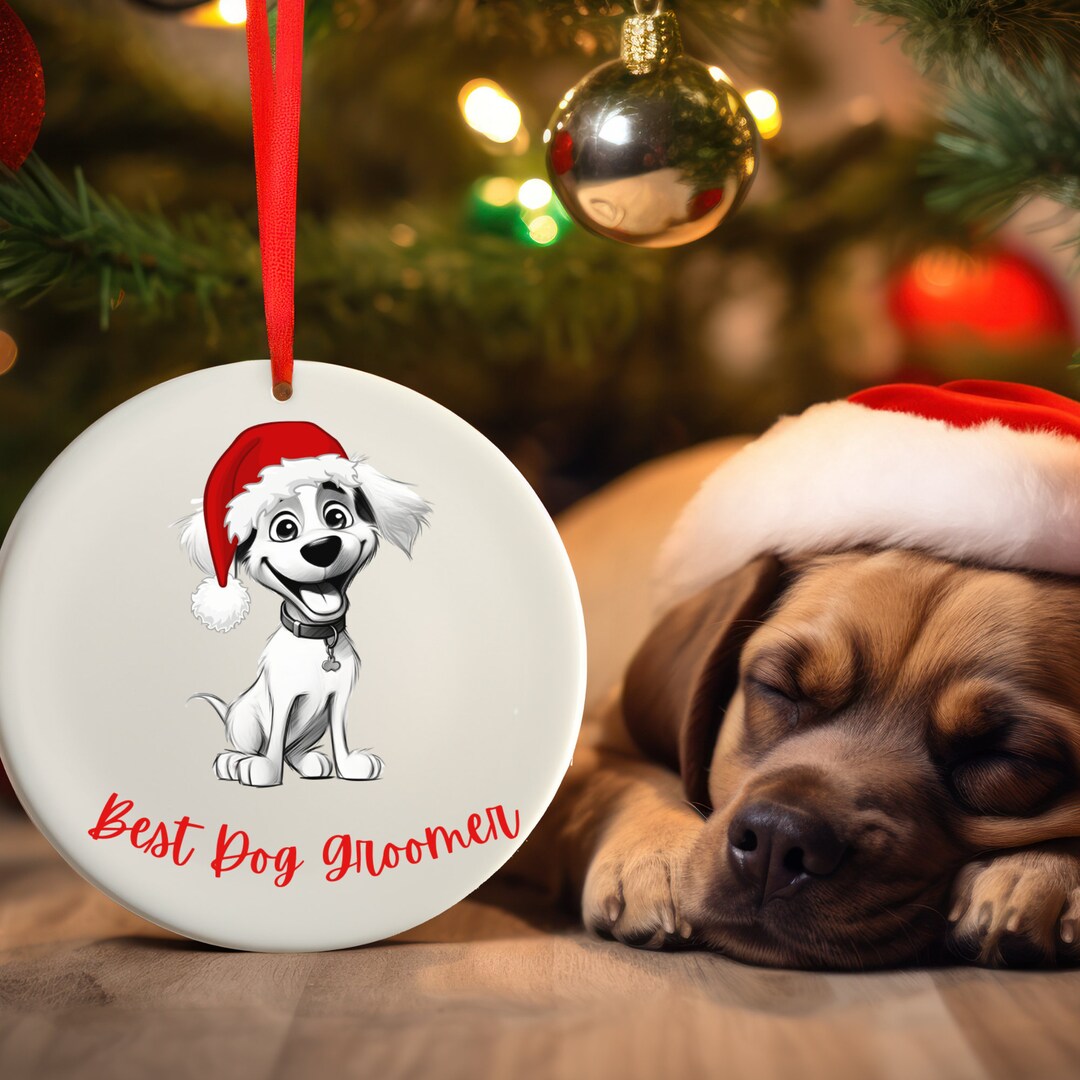 Personalized Christmas Dog Groomer Ornament, Custom Dog Groomer