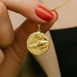 Aquarius Zodiac Pendant: Solid Gold or Sterling Silver Astrology Charm