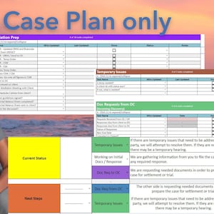 Family Law - Case Plan Only Google Sheets & Excel