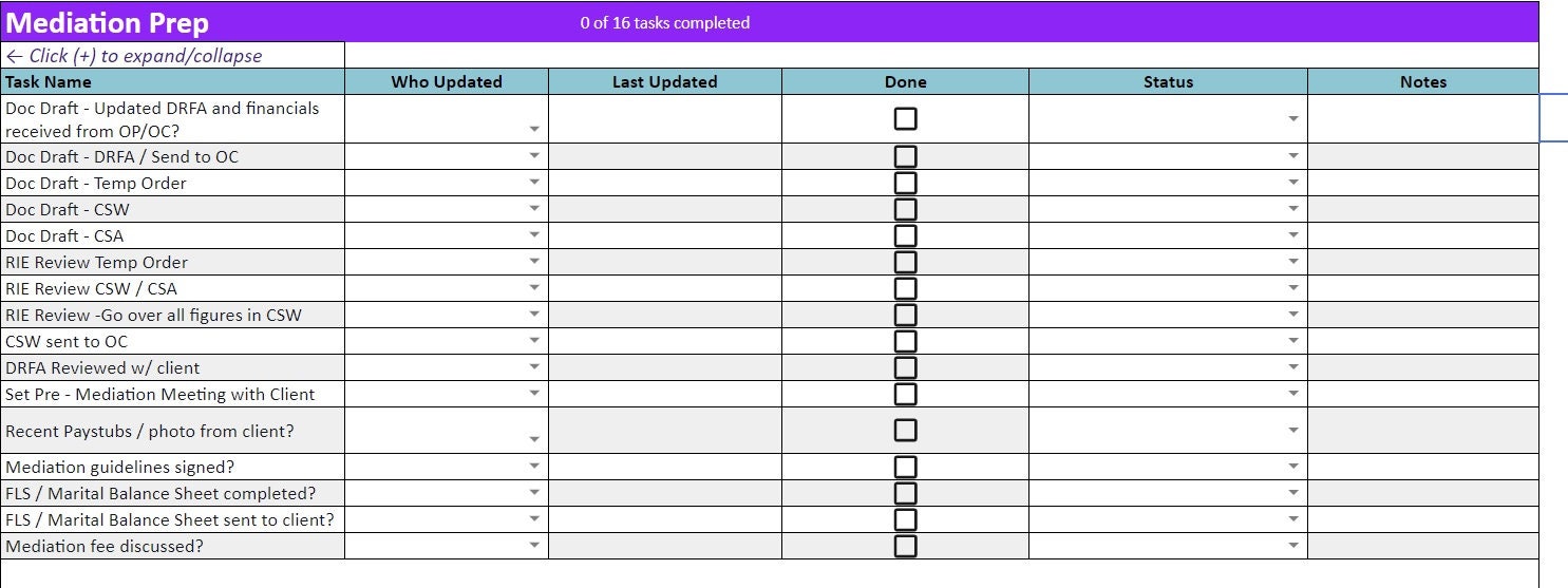Family Law - Full Case Plan Bundle - Google Sheets & Excel - Etsy