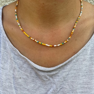 Pearl necklace colorful, boho, choker, pastel braun-blau