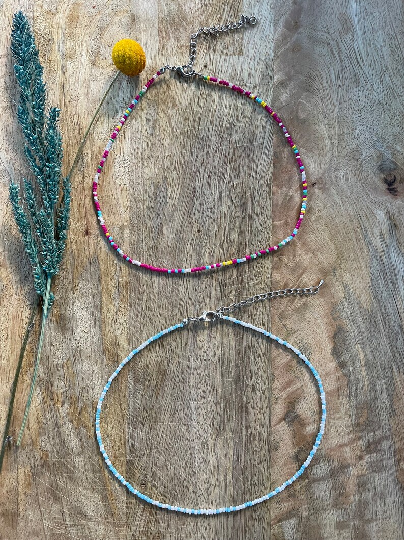Pearl necklace colorful, boho, choker, pastel image 6