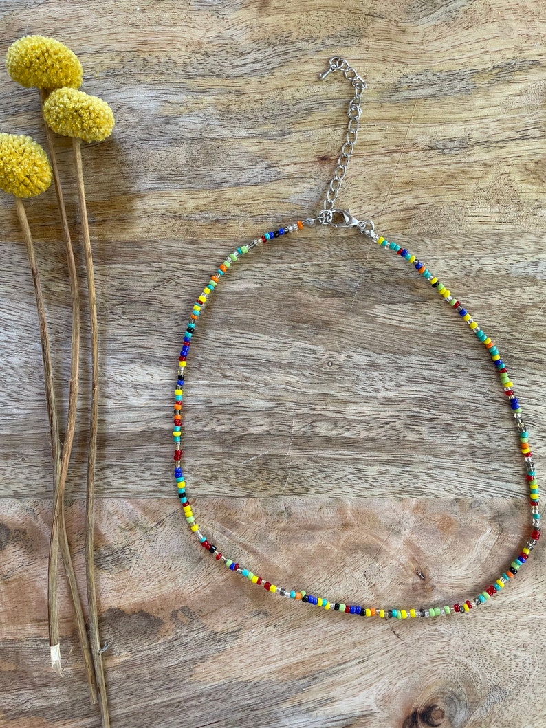 Pearl necklace colorful, boho, choker, pastel bunt
