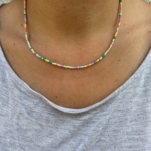 Pearl necklace colorful, boho, choker, pastel Candy