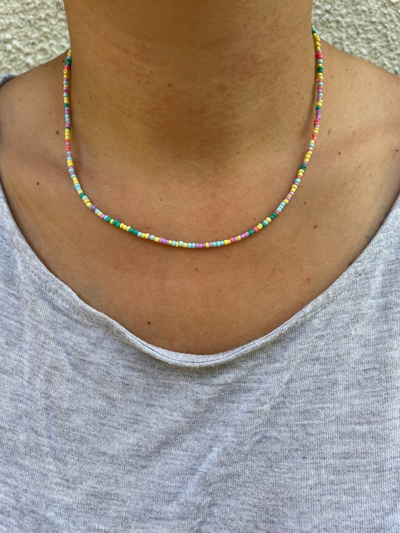 Perlenkette bunt, boho, Choker, pastell Bild 3