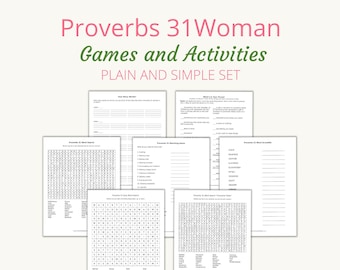 Set of Proverbs 31 Themed Printable Games and Activities for Bridal Showers | "Plain and Simple" | PDF, Letter size (8.5x11) |