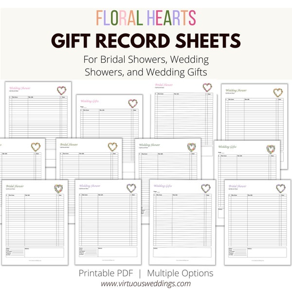Gift Record Sheet Etsy