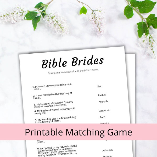 Bible Brides Matching Game | Bridal Shower Printables | "Minimalist" | PDF, Letter size (8.5x11) |