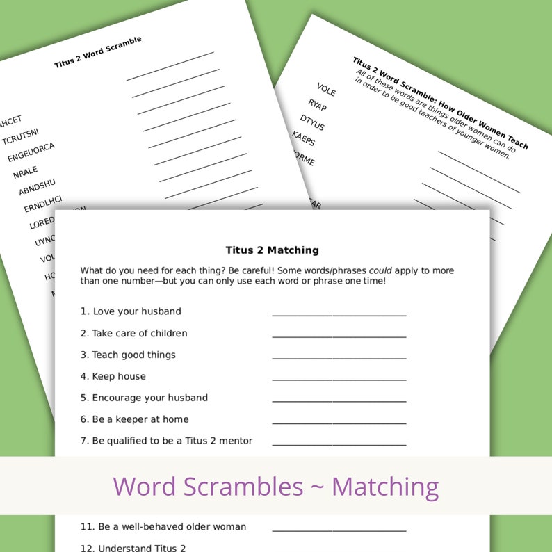 Set of Titus 2 Themed Printable Games and Activities for Bridal Showers ...