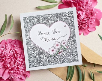 Bonne fête maman - carte fête des mères - idée cadeau - fête des mères - amour - cœur