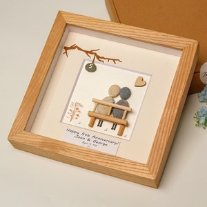 Personalized 5th Anniversary Pebble Art, Wedding Anniversary Gift, Wood Anniversary Wedding Gift, Birthday Gifts, Engagement Gift For Him