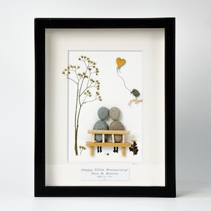 Personalized 50th Wedding Anniversary Pebble Art, Golden Anniversary Gift For Grandparents, 50th Anniversary Gift, Golden Wedding Decoration