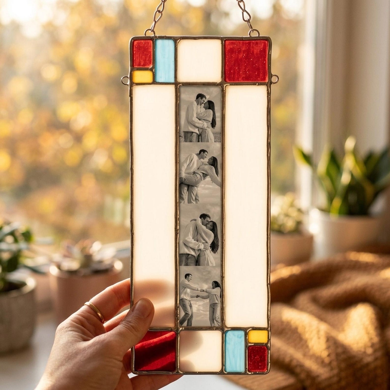 Handcrafted Stained Glass Photo Frame for mom| Custom Photo Booth Keepsake | Unique Gift for Weddings & Memories | T2 - S4