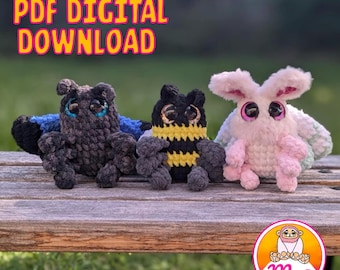 Flossy Moth, Bee, Butterfly Amigurumi Crochet Pattern (Digital Download)