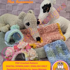 Cleo the Greyhound Crochet Pattern: Amigurumi Dog + Accessories (Digital Download)
