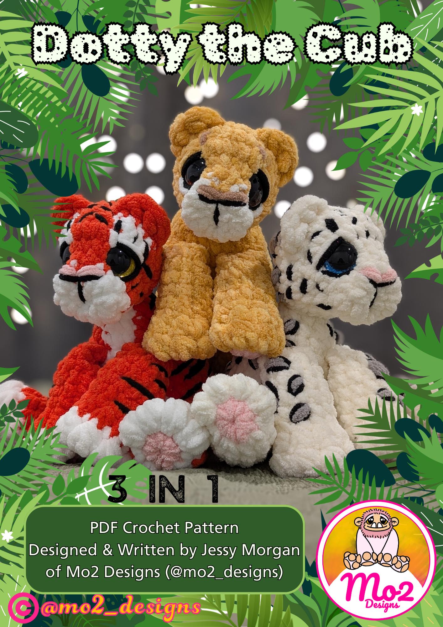 35 Endangered Animal Crochet: Leopard Crochet Patterns 6 Dotty the Cub 3in1 Crochet Pattern: Amigurumi Snow Leopard