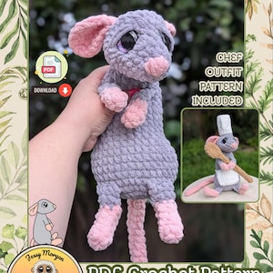 Haakpatroon Rupert de Rat: Amigurumi Rat | Muis (Digitale download)