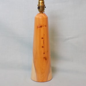 Yew Wood Tapered Lamp, , Cone Shape.. Natural wood finish.