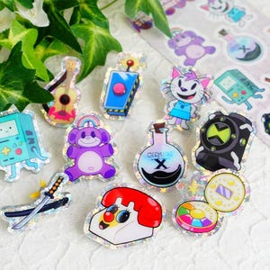 Cartoon Friends Mini Glitter Pin Mystery Bag | Acrylic pin | 1.5-inch | Star Glitter | Powerpuff Girls | Cartoon Network