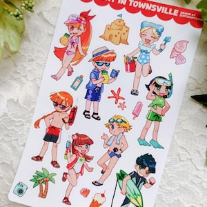 Summer Day In Townsville Sticker Sheet | Powerpuff Girls inspired | Cartoon Sticker | Laptop sticker |