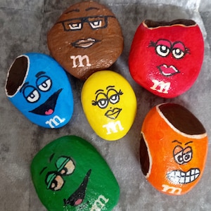 Giant Peanut M&M Candy Painted Rocks 