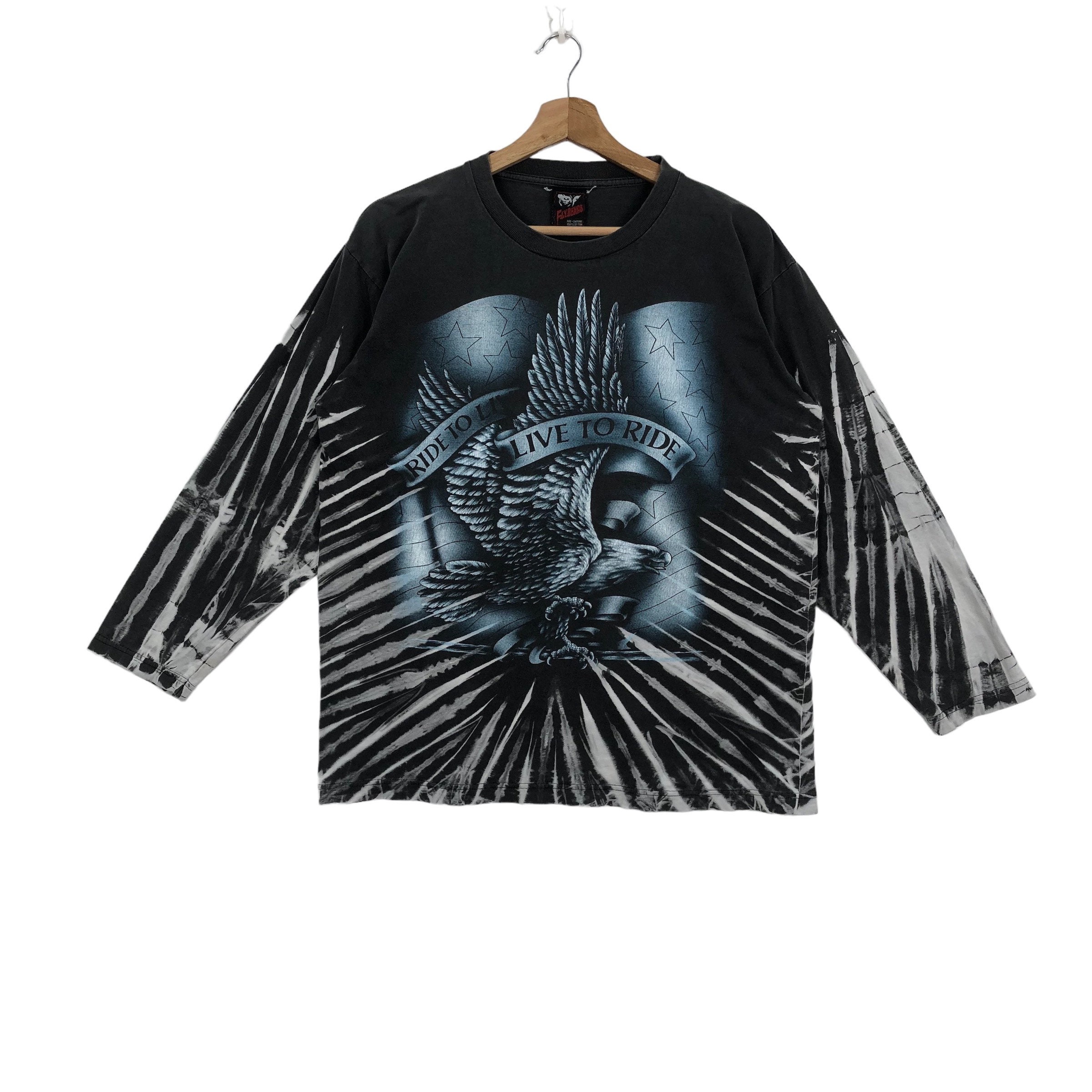 Vintage FLY BEANS Live to RIDE Tie Dye Harley Longsleeve Shirt 
