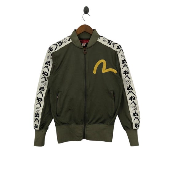 EVISU YAMANE ジップ家紋 刺繍入り トラックジャケット　38サイズ Japanese Traditional EVISU YAMANE SUKAJAN Design Distressed