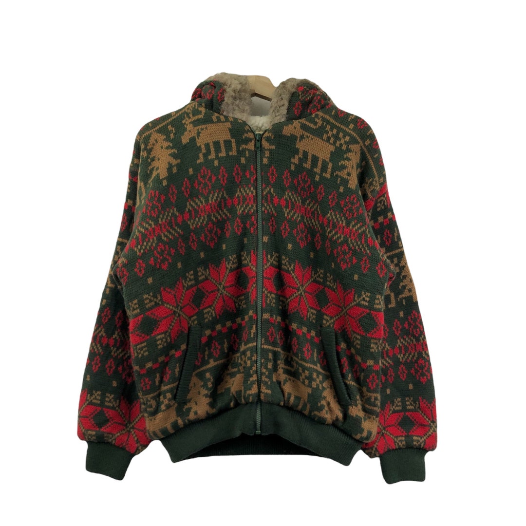Vintage American NATIVE ANIMAL AZTEC Design Fleece Heavy - Etsy