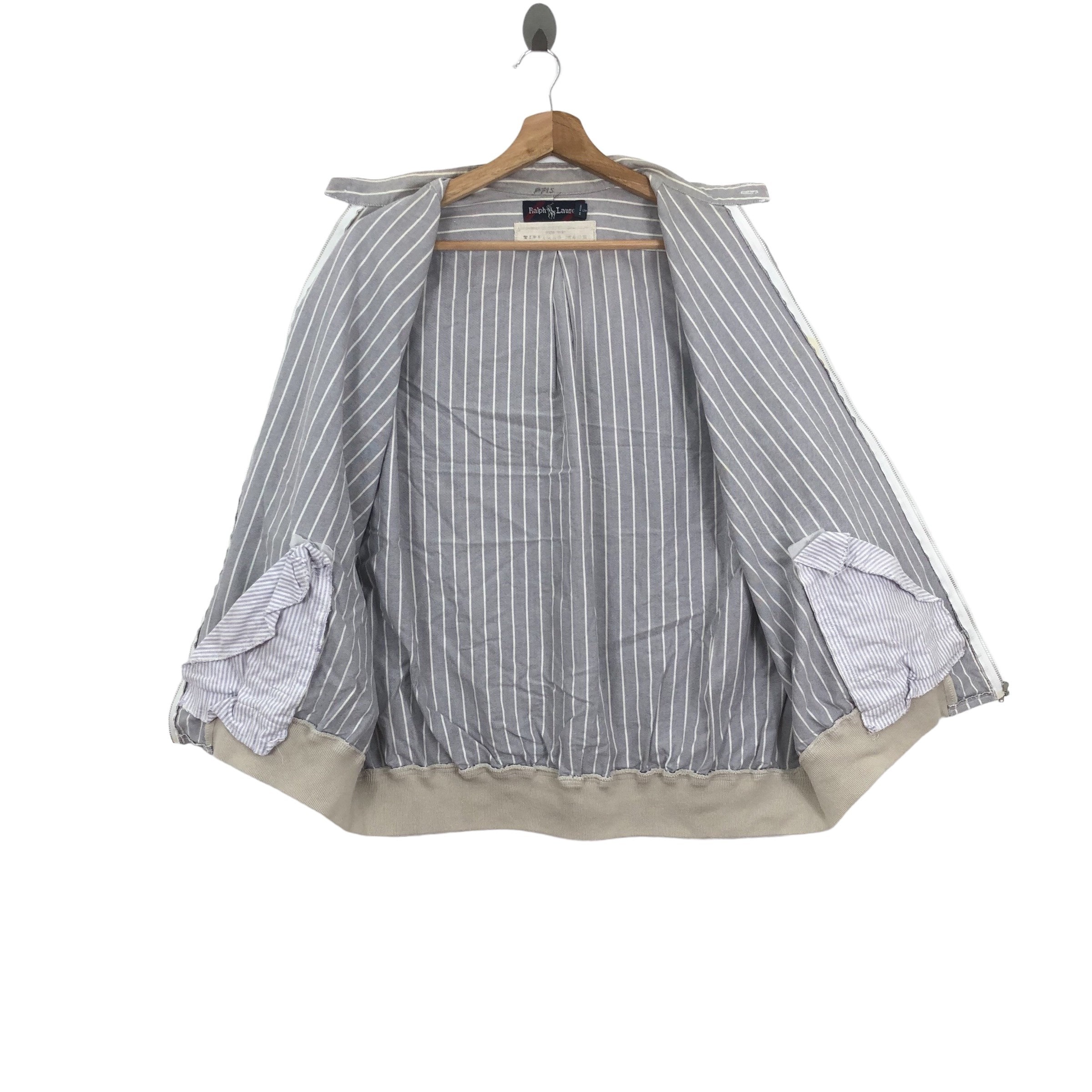 ジャケット・アウター Vintage Ralph Lauren stripe chaster coat Vintage Rare POLO Rl by RALPH LAUREN Stripe Harrington Jacket - Etsy