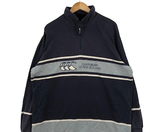 Felpa vintage con mezza cerniera CANTERBURY della NUOVA ZELANDA