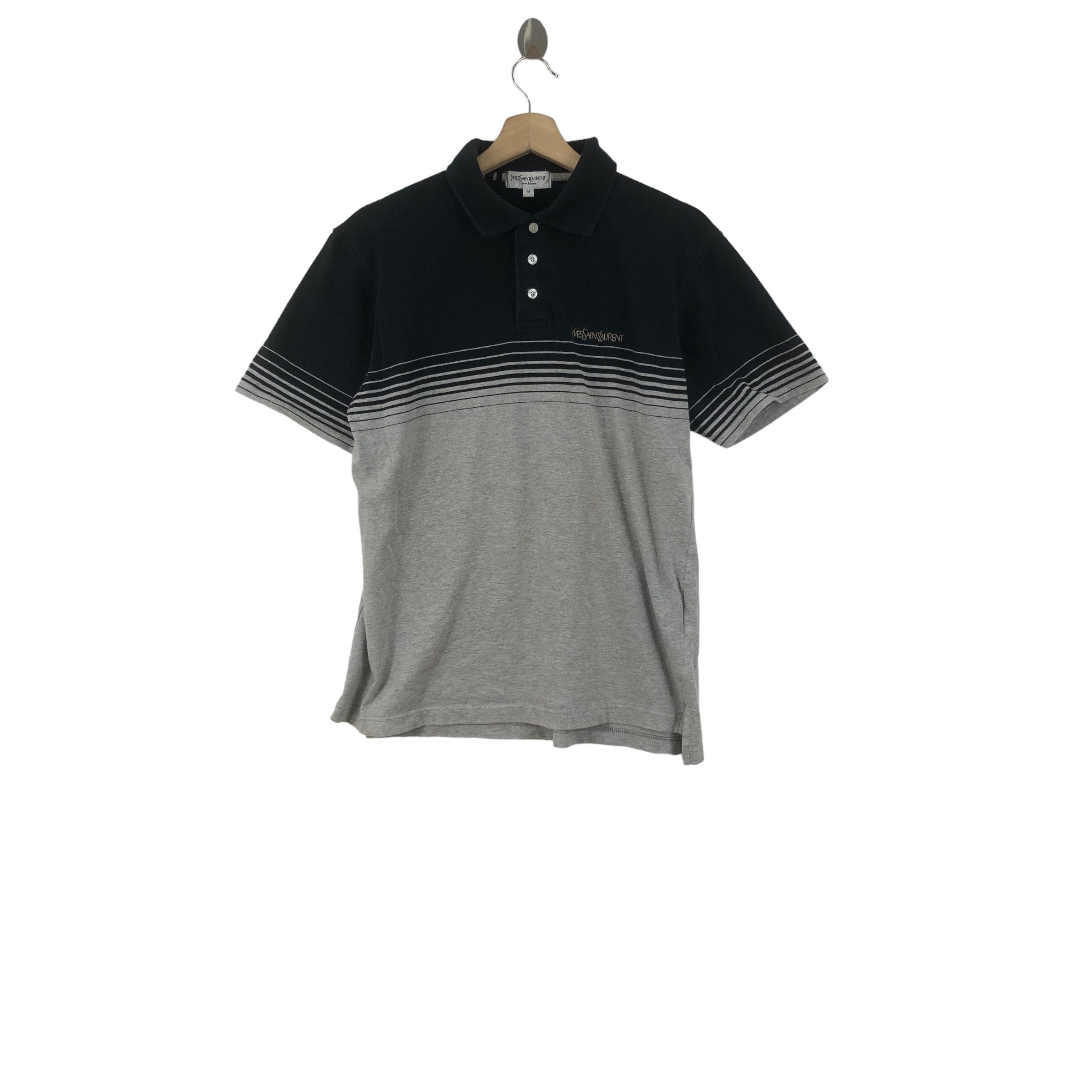 SAINT LAURENT ダークグレー ヴィンテージ加工ポロシャツ