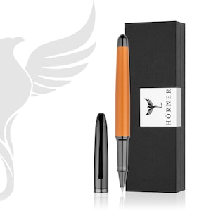 HÖRNER Auerus l Caneta rollerball de alta qualidade l Caixa de presente elegante l Cor da escrita azul 0,7 mm l Recarga intercambiável l Largura da linha M l Feito de metal