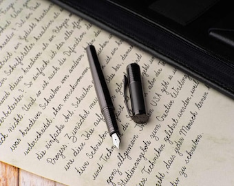 HÖRNER Fortress - Pluma estilográfica de metal de alta calidad con grabado I Diseño de lujo I Pluma noble Made in Germany I Pluma para hombres y mujeres