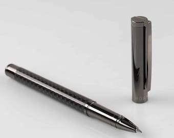 HÖRNER CARBONEO - High quality carbon rollerball with engraving I black metal I in noble gift box