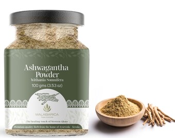 Organic Ashwagandha Powder - Pure & Vegan from Kerala | Ayurvedic Superfood for Wellness | Natural Ashwagandha | Traditional